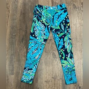 Lilly Pulitzer Blue and Green Leaf Print Leggings